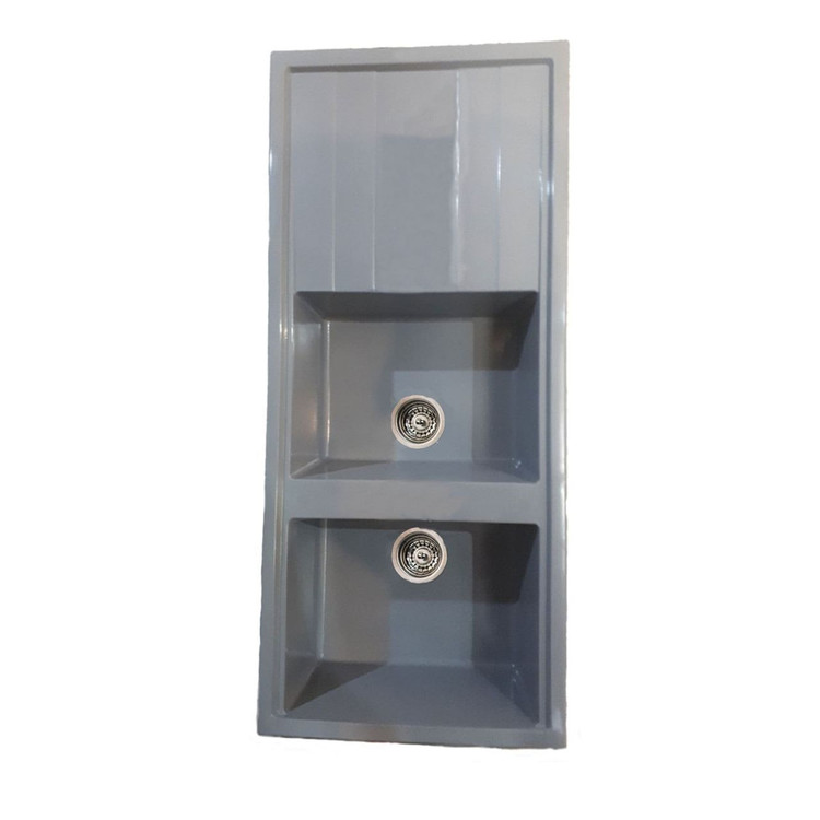 سینک گرانیتی لوتوس مدل سیلور شاین سایز 115×50 دو لگنه توکار همراه با سیفون